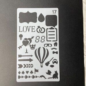 Reusable Art Planner Stencil Speech Bubbles Tear Drop mq Arrows Checklist Hearts
